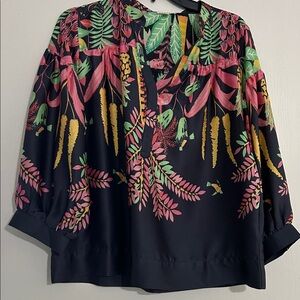 JODIFL Navy Floral Women's Blouse